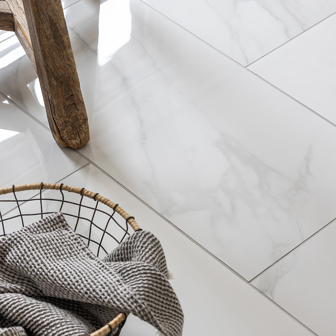 Stonehouse Studio Jardine Gloss White Marble Effect Wall & Floor Tiles 