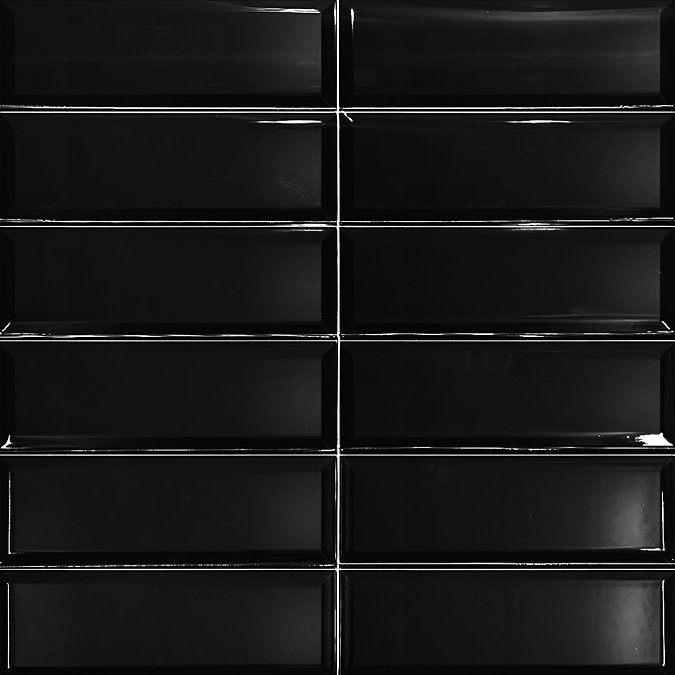 Jasper Metro Gloss Black Flat Wall Tiles - 100 x 300mm