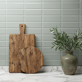 Stonehouse Studio Jasper Metro Sage Bevelled Wall Tiles - 100 x 300mm