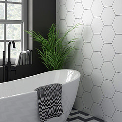 Kai White Hexagon Wall and Floor Tiles - 258 x 290mm