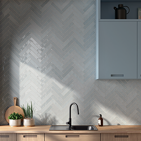 Stonehouse Studio Lowton Gloss Grey Wall Tiles - 50 x 250mm