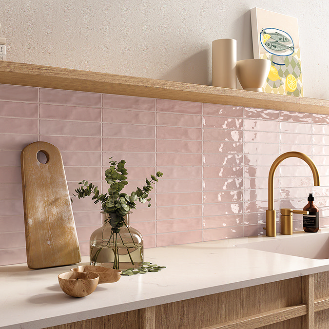 Stonehouse Studio Lowton Gloss Pink Wall Tiles - 50 x 250mm