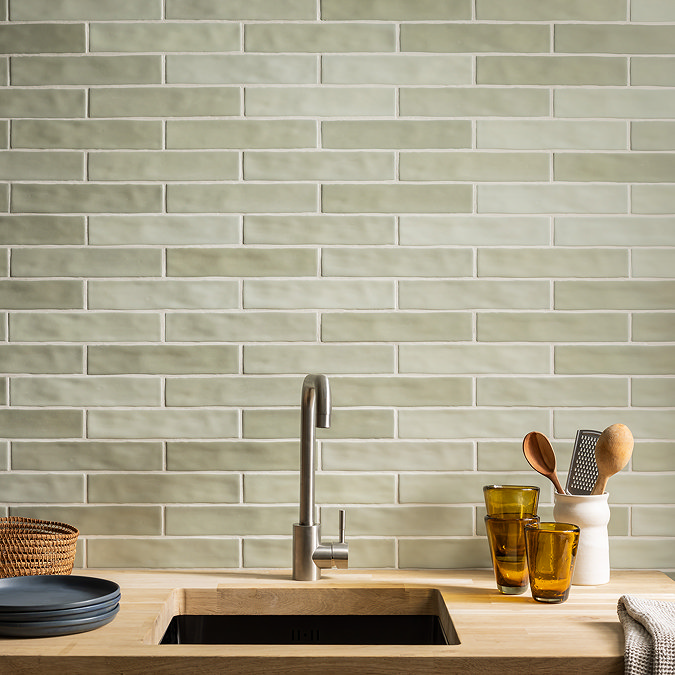 Stonehouse Studio Lowton Matt Green Wall Tiles - 50 x 250mm