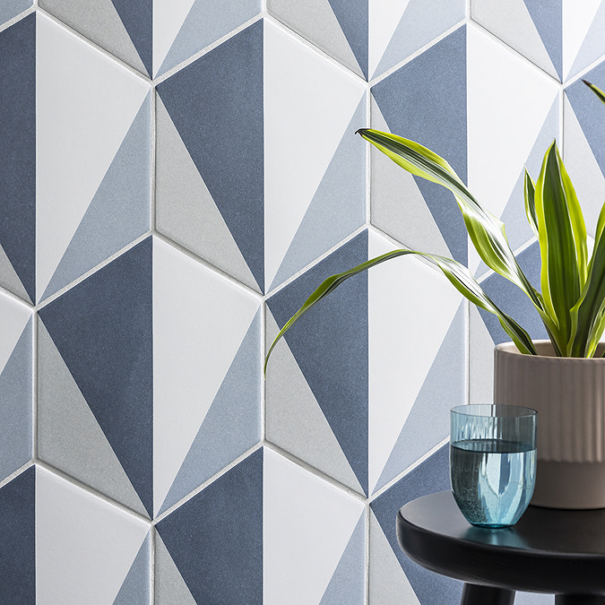 Stonehouse Studio Madison Indigo Art Deco Hexagon Wall & Floor Tiles - 225 x 259mm