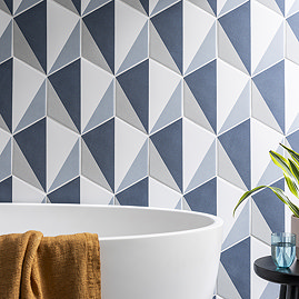 Stonehouse Studio Madison Indigo Art Deco Hexagon Wall & Floor Tiles - 225 x 259mm