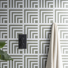 Stonehouse Studio Manhattan Moss Art Deco Patterned Wall and Floor Tiles - 225 x 225mm