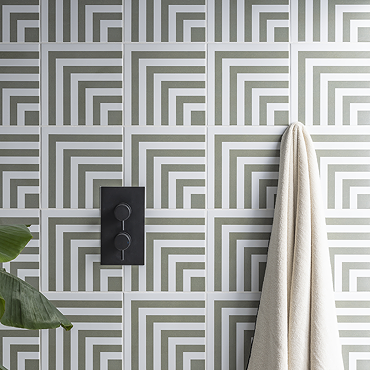 Stonehouse Studio Manhattan Moss Geometric Patterned Wall and Floor Tiles - 225 x 225mm