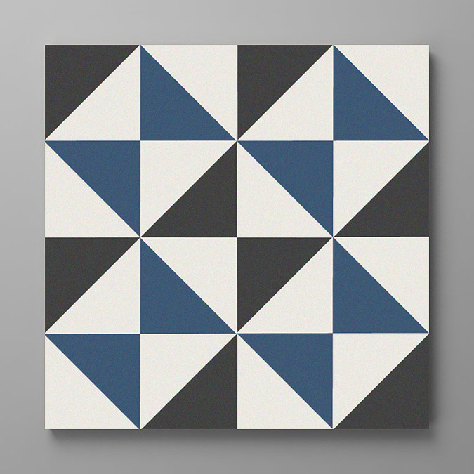 Stonehouse Studio Matlock Indigo Navy Geometric Patterned Wall and Floor Tiles - 225 x 225mm