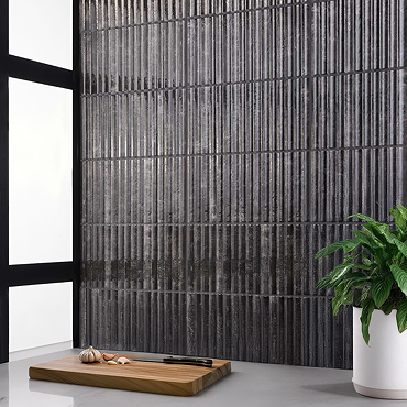 Matteo Fluted Black Wall Tiles - 150 x 300mm