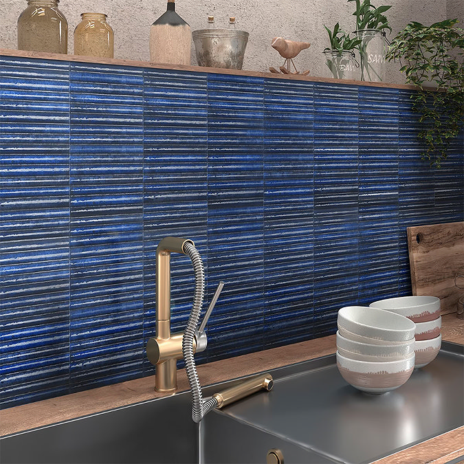 Stonehouse Studio Matteo Fluted Blue Wall Tiles - 150 x 300mm