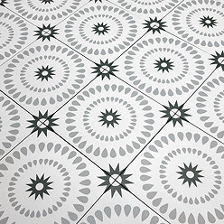 Stonehouse Studio Merida Charcoal Patterned Wall and Floor Tiles - 225 x 225mm