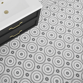 Stonehouse Studio Merida Charcoal Patterned Wall and Floor Tiles - 225 x 225mm