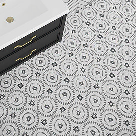 Stonehouse Studio Merida Charcoal Patterned Wall and Floor Tiles - 225 x 225mm