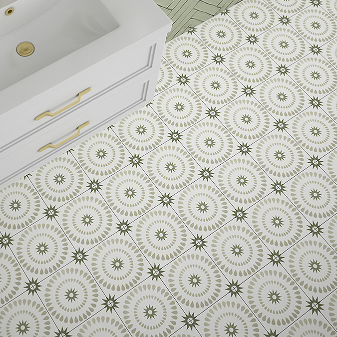 Stonehouse Studio Merida Clover Patterned Wall and Floor Tiles - 225 x 225mm