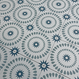 Stonehouse Studio Merida Teal Patterned Wall and Floor Tiles - 225 x 225mm