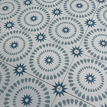Stonehouse Studio Merida Teal Patterned Wall and Floor Tiles - 225 x 225mm