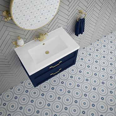 Stonehouse Studio Merida Teal Patterned Wall and Floor Tiles - 225 x 225mm