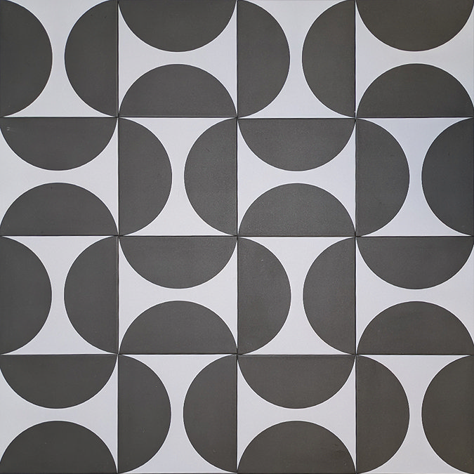 Stonehouse Studio Mylo Black Patterned Wall and Floor Tiles - 225 x 225mm