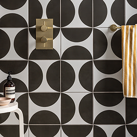 Stonehouse Studio Mylo Black Patterned Wall and Floor Tiles - 225 x 225mm