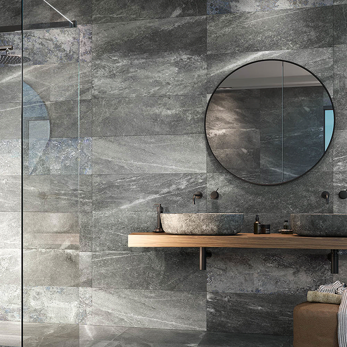 Novus Grey Stone Effect Wall Tiles - 300 x 900mm
