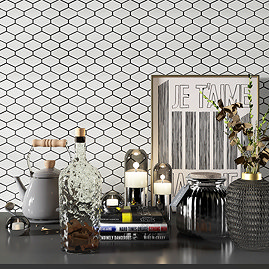 Stonehouse Studio Otsu Diamond Gloss White Mosaic Tile Sheet - 325 x 250mm