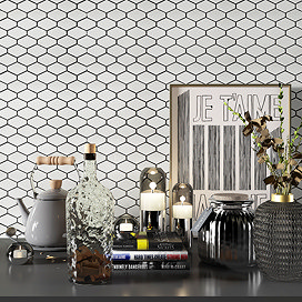 Stonehouse Studio Otsu Diamond Gloss White Mosaic Tile Sheet - 325 x 250mm