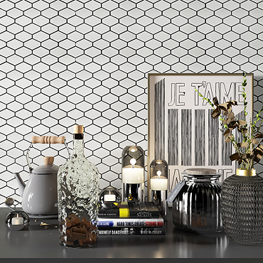 Stonehouse Studio Otsu Diamond Gloss White Mosaic Tile Sheet - 325 x 250mm