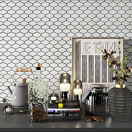 Stonehouse Studio Otsu Diamond Gloss White Mosaic Tile Sheet - 325 x 250mm