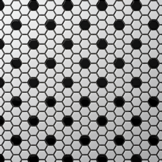 Otsu Hexagon Mosaic Tile Sheet Black & White - 300 x 260mm