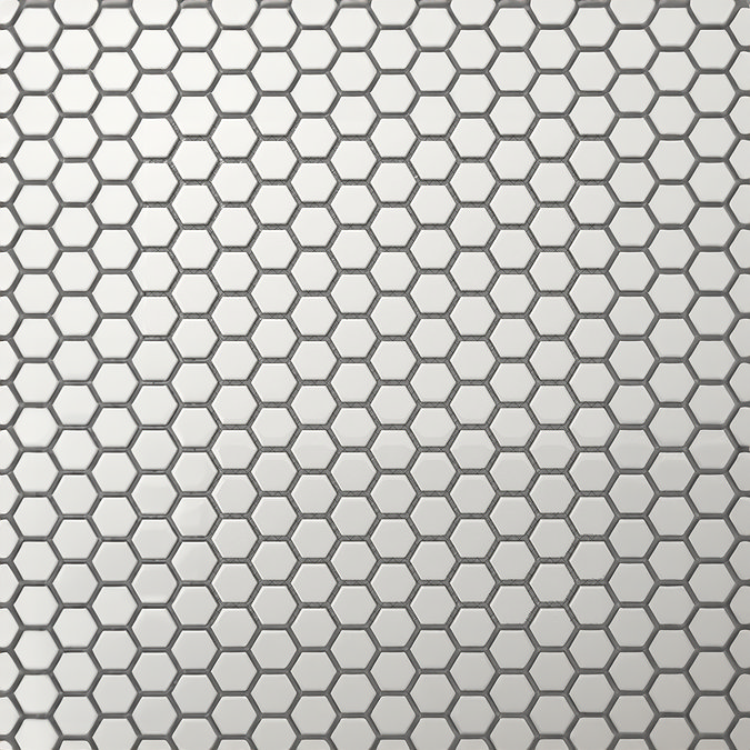 Otsu Hexagon Mosaic Tile Sheet Gloss White - 300 x 260mm