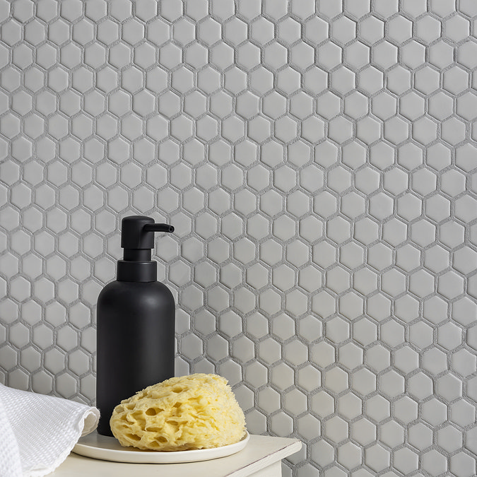 Stonehouse Studio Otsu Hexagon Mosaic Tile Sheet Gloss White - 300 x 260mm