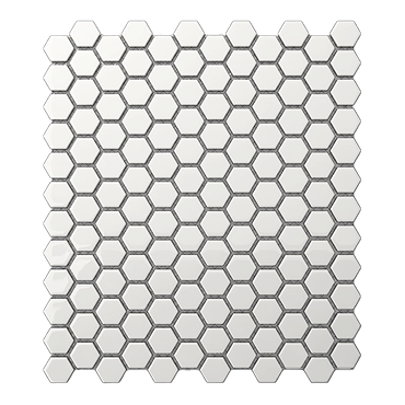 Otsu Hexagon Mosaic Tile Sheet Gloss White - 300 x 260mm