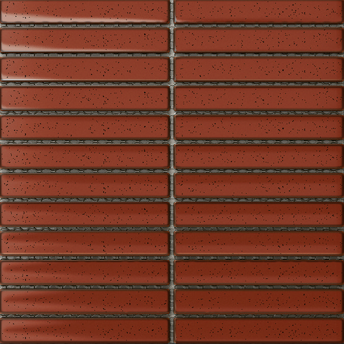Stonehouse Studio Otsu Concave Kit-Kat Mosaic Tile Sheet Gloss Barn Red - 295 x 295mm