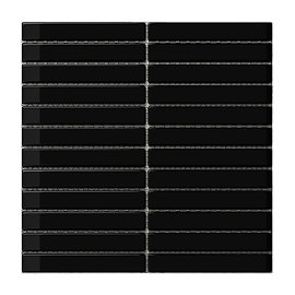 Stonehouse Studio Otsu Kit-Kat Mosaic Tile Sheet Gloss Black - 295 x 295mm