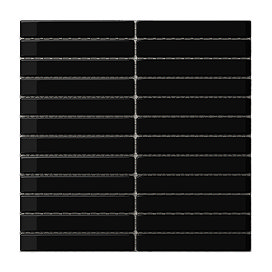 Stonehouse Studio Otsu Kit-Kat Mosaic Tile Sheet Gloss Black - 295 x 295mm