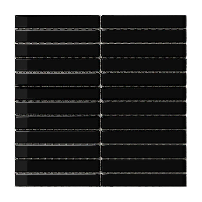 Stonehouse Studio Otsu Kit-Kat Mosaic Tile Sheet Gloss Black - 295 x 295mm