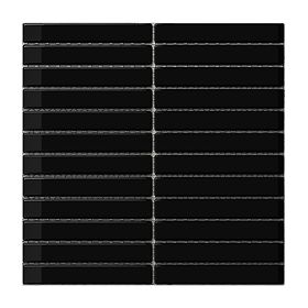 Stonehouse Studio Otsu Kit-Kat Mosaic Tile Sheet Gloss Black - 295 x 295mm