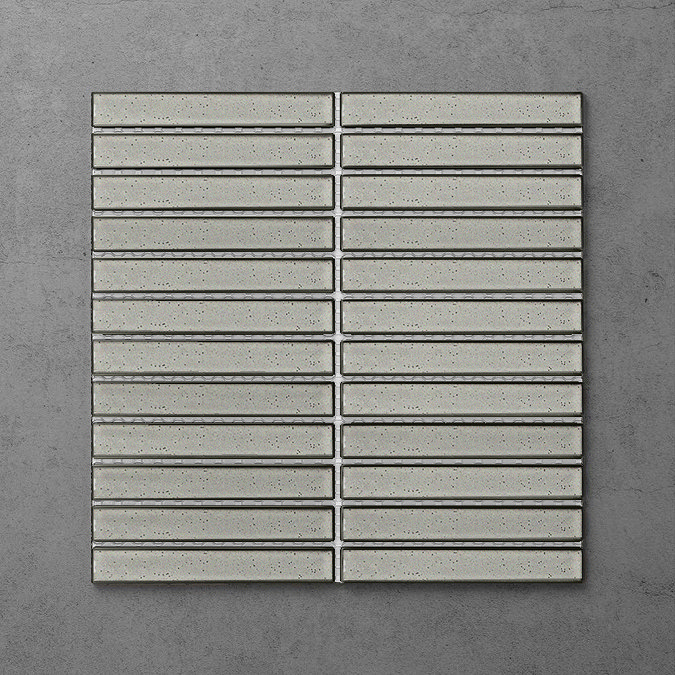 Stonehouse Studio Otsu Concave Kit-Kat Mosaic Tile Sheet Gloss Light Grey Speckled - 295 x 295mm