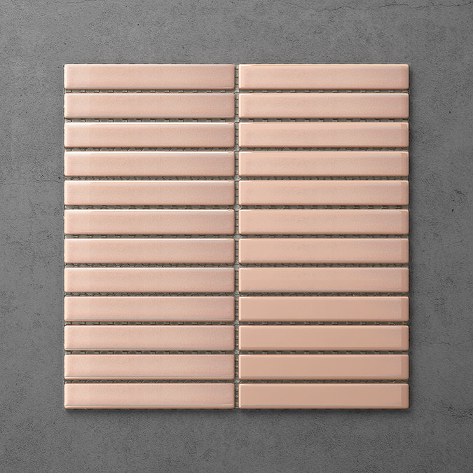 Stonehouse Studio Otsu Kit-Kat Mosaic Tile Sheet Gloss Pink - 295 x 295mm