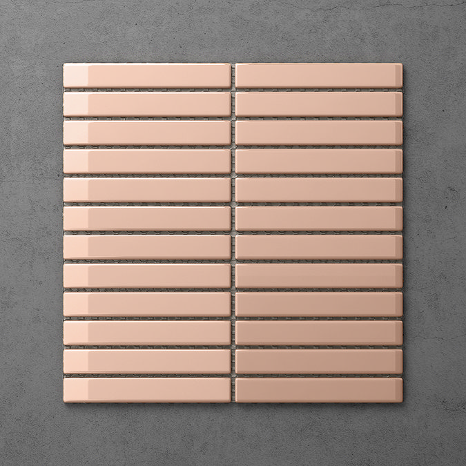 Otsu Kit-Kat Mosaic Tile Sheet Gloss Pink - 295 x 295mm