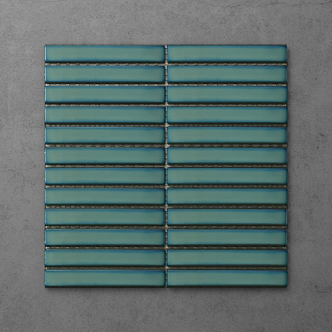 Stonehouse Studio Otsu Kit-Kat Mosaic Tile Sheet Gloss Turquoise - 295 x 295mm