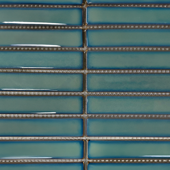 Stonehouse Studio Otsu Kit-Kat Mosaic Tile Sheet Gloss Turquoise - 295 x 295mm