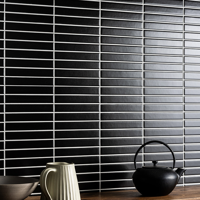 Stonehouse Studio Otsu Kit-Kat Mosaic Tile Sheet Matt Black - 295 x 295mm