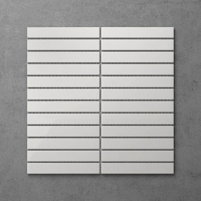 Otsu Kit-Kat Mosaic Tile Sheet Matt White - 295 x 295mm