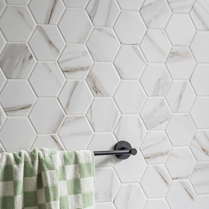 Stonehouse Studio Otsu Marble Effect Hexagon Mosaic Tile Sheet - 256 x 295mm