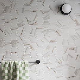 Stonehouse Studio Otsu Marble Effect Hexagon Mosaic Tile Sheet - 256 x 295mm