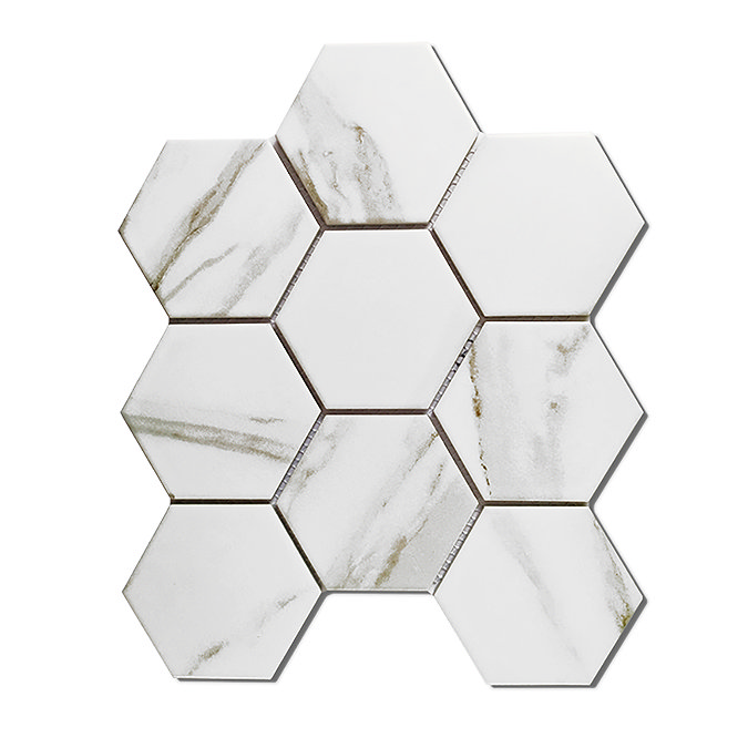 Stonehouse Studio Otsu Marble Effect Hexagon Mosaic Tile Sheet - 256 x 295mm