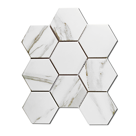 Stonehouse Studio Otsu Marble Effect Hexagon Mosaic Tile Sheet - 256 x 295mm