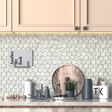 Stonehouse Studio Otsu Marble Effect Hexagon Mosaic Tile Sheet - 256 x 295mm