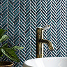 Stonehouse Studio Otsu Mini Herringbone Mosaic Tile Sheet Gloss Green - 306 x 290mm